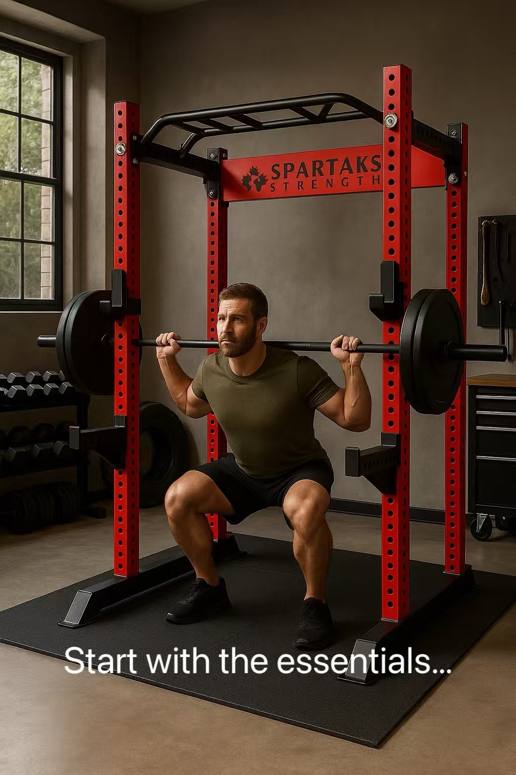 KB2401 Cage Complète pour Squat | Acier 3”x3” Calibre 9 | Rack Robuste pour Garage ou Gym à Domicile 